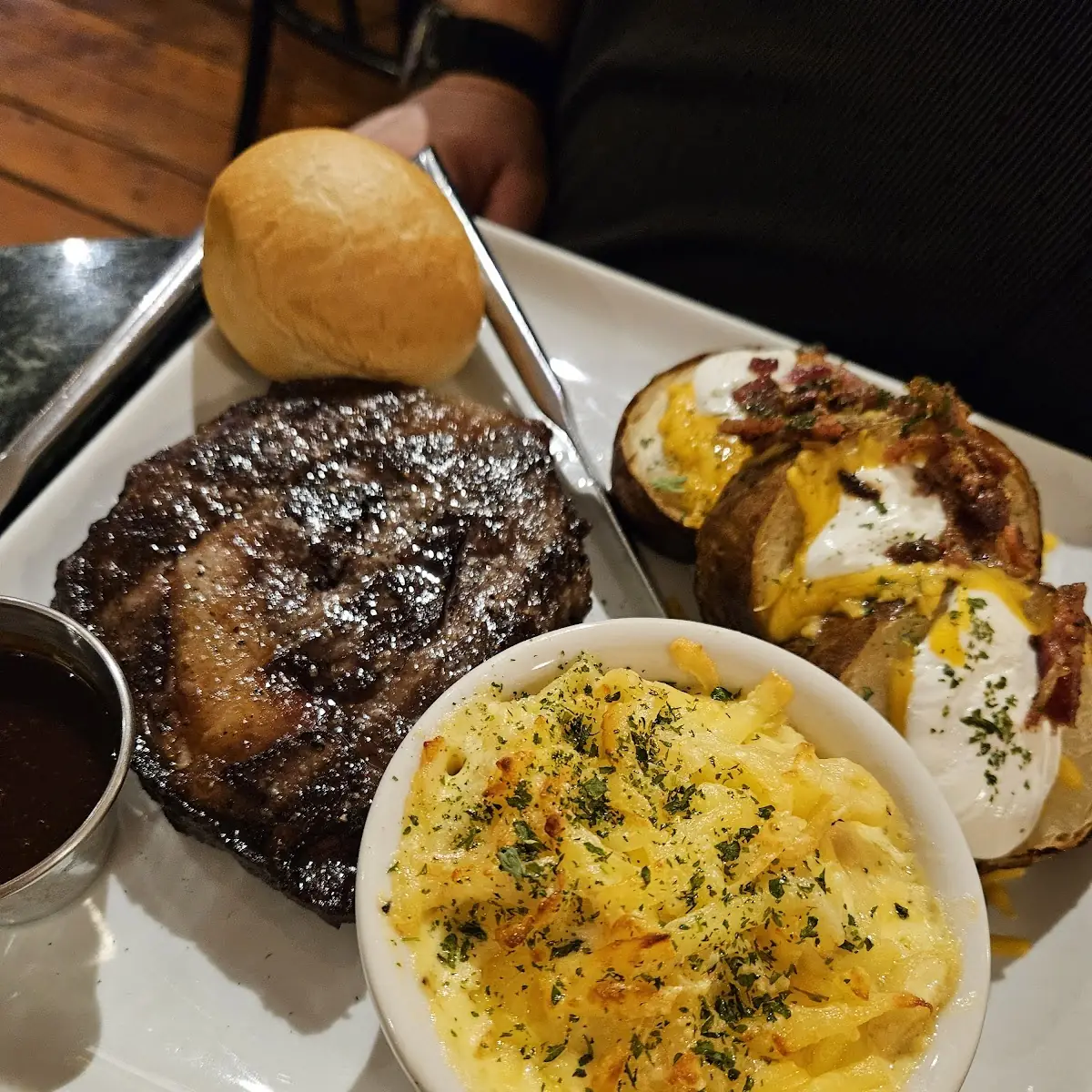 Steak Mac & Cheese and Baked Potato Wheels