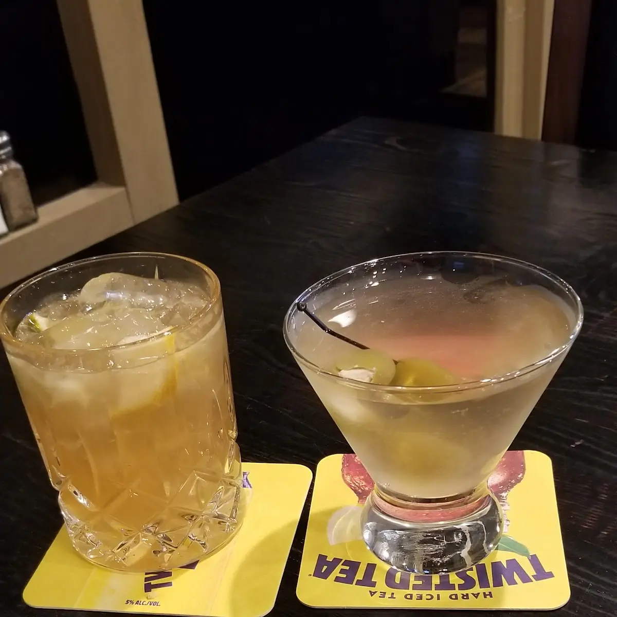 Whiskey Sour and Vodka Martini
