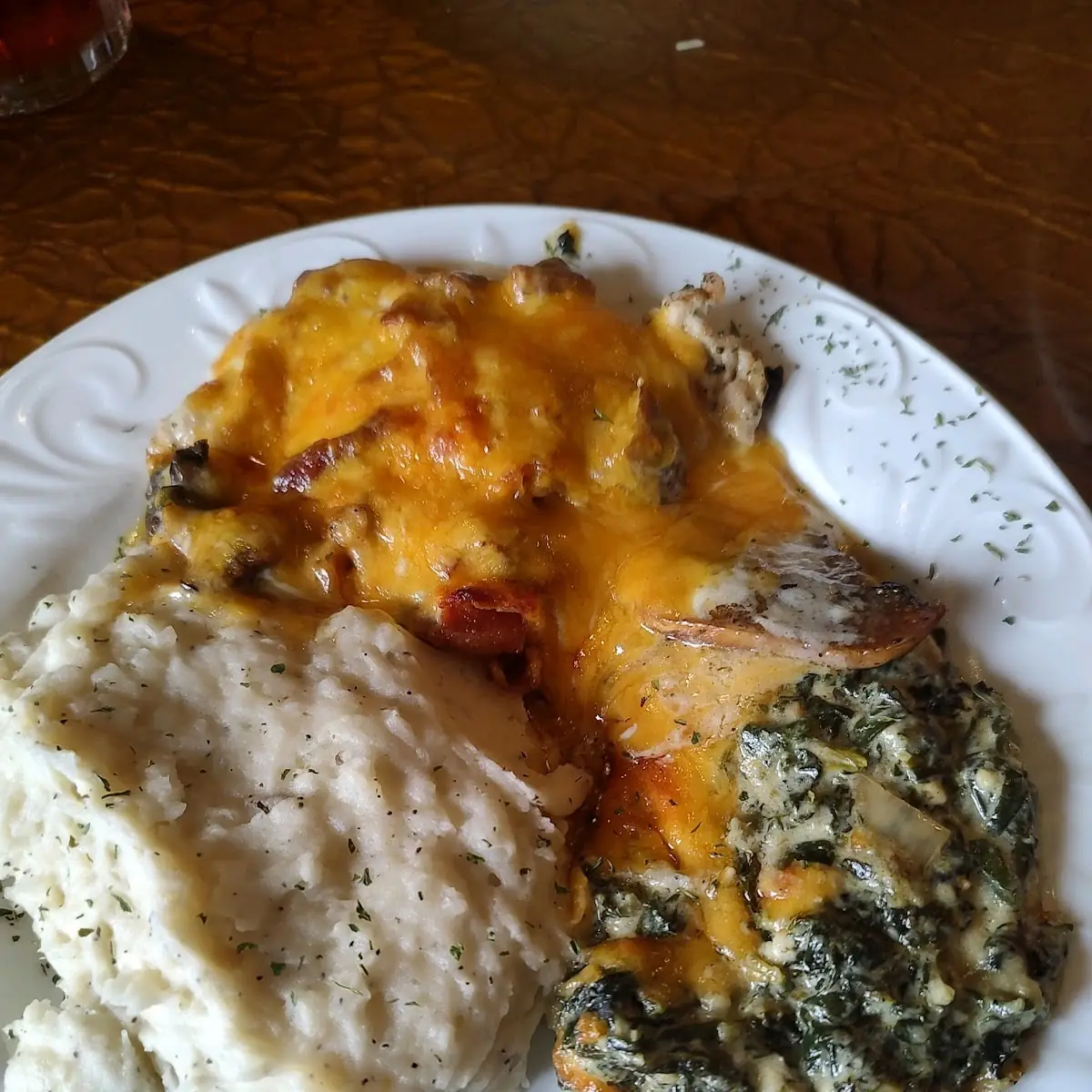 Chicken Ranchero Spinach Casserole & Mashed Potatoes