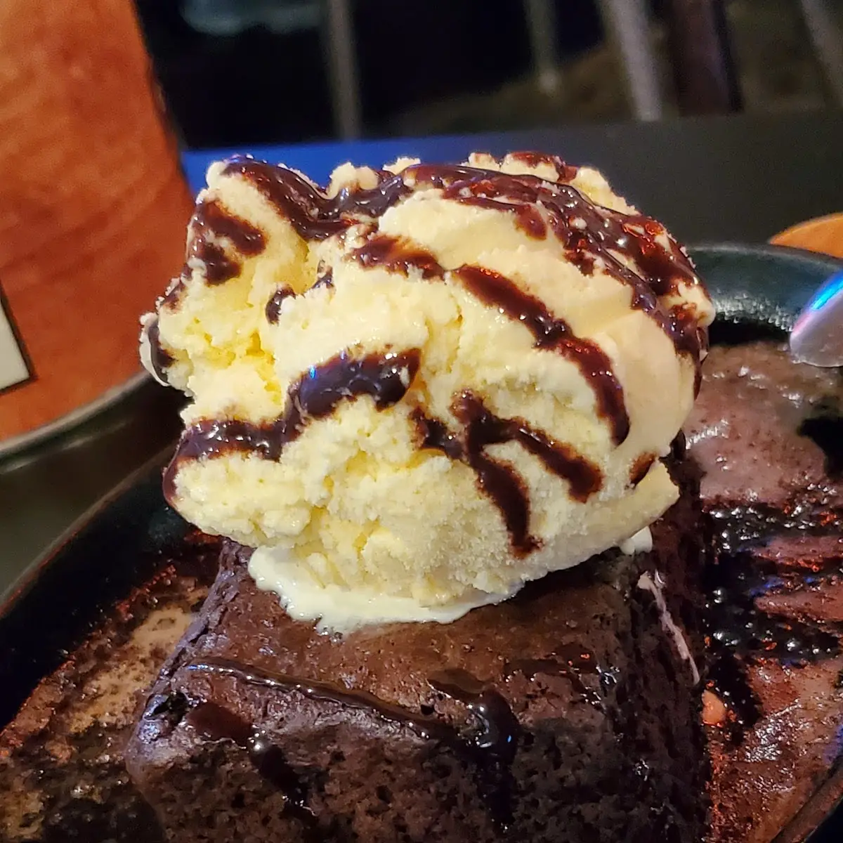 Chocolate Chip Brownie with Kahlua and Vanilla Bean Ice Cream