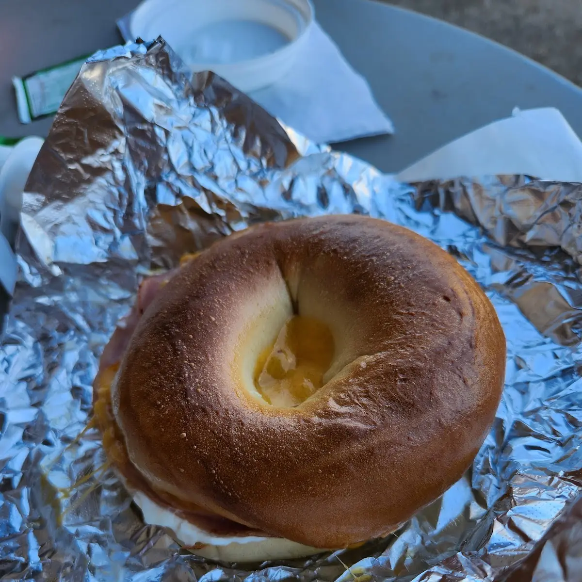 Ham and Cheese Bagel with Cream Cheese