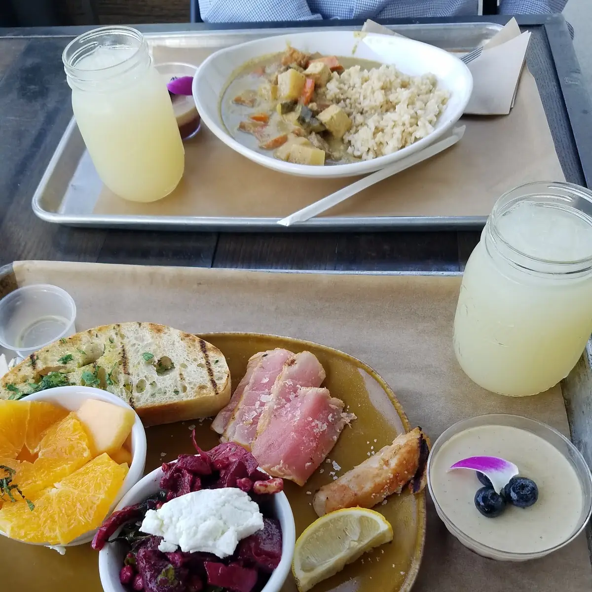 Seared Ahi with Fresh Fruit and Beets Salad for Sides
