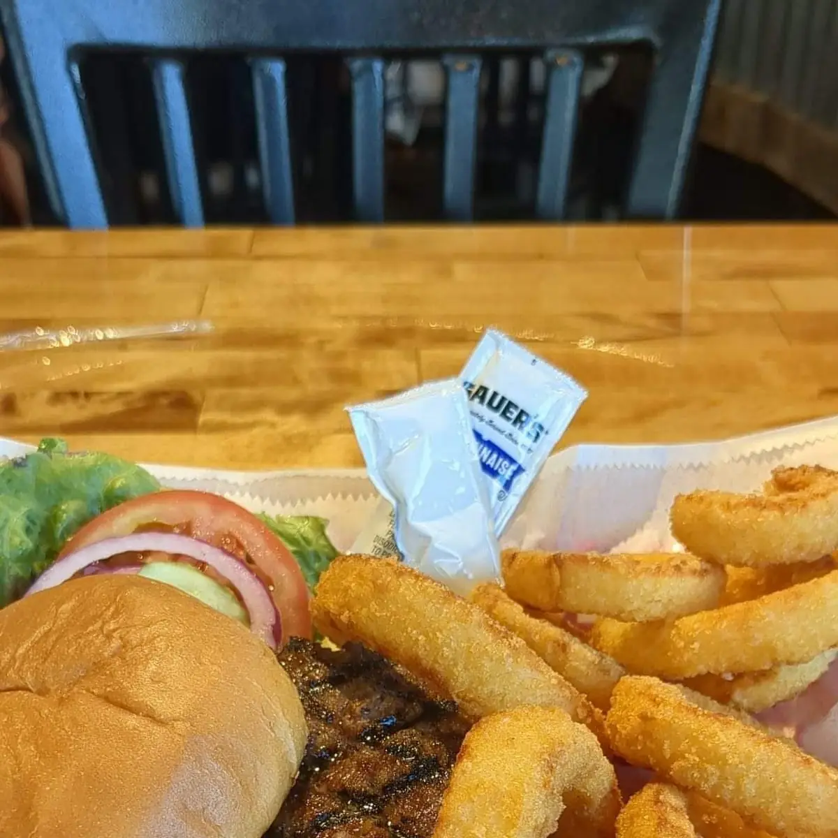 1 2 lb Burger and Onion Rings