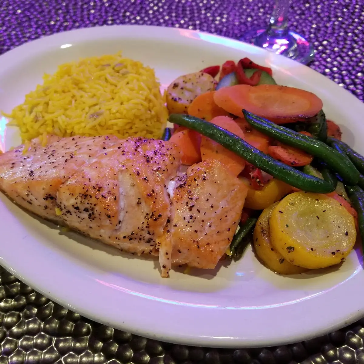 Broiled Salmon with Saffron Rice