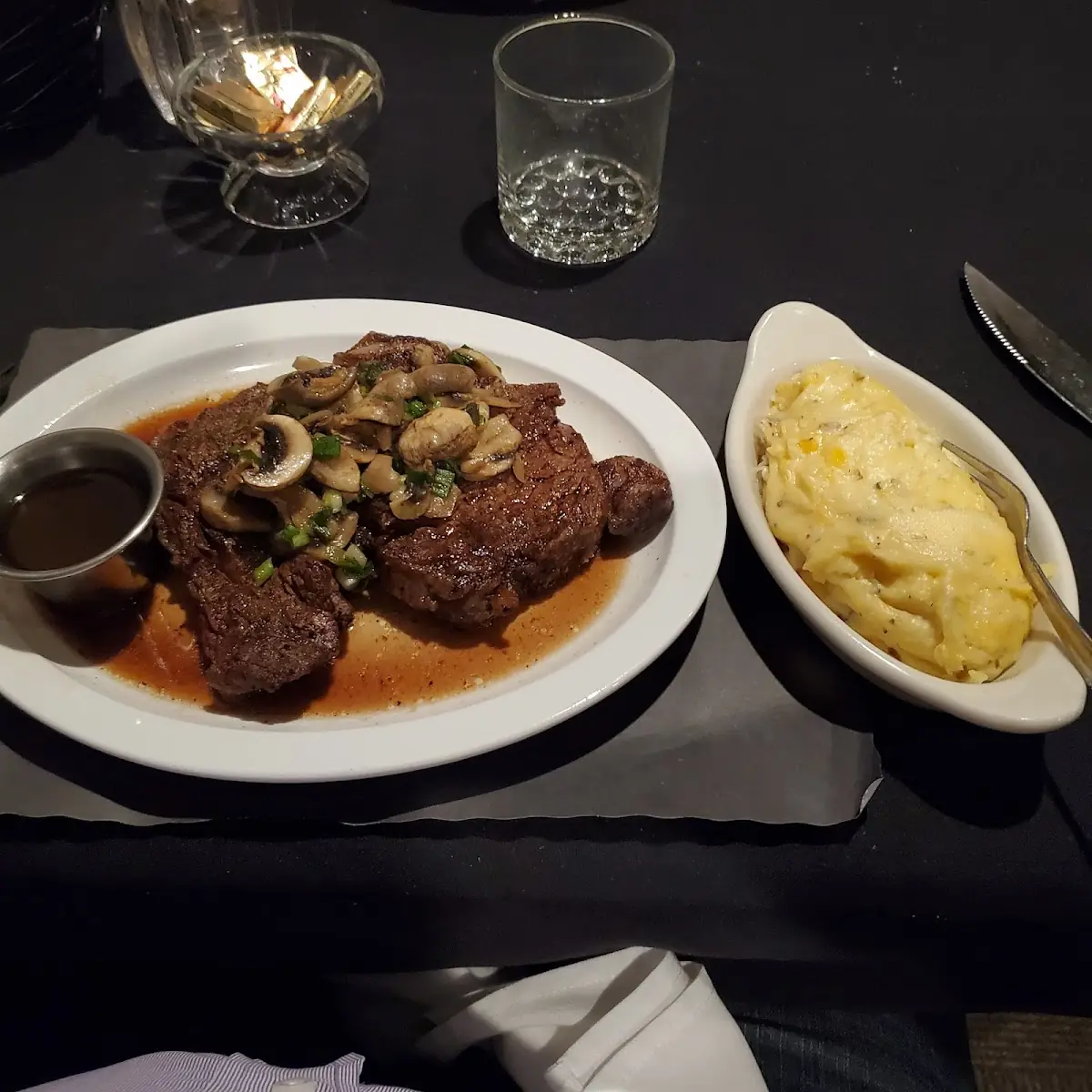 Steak with a Side of Garlic Mashed Potatoes