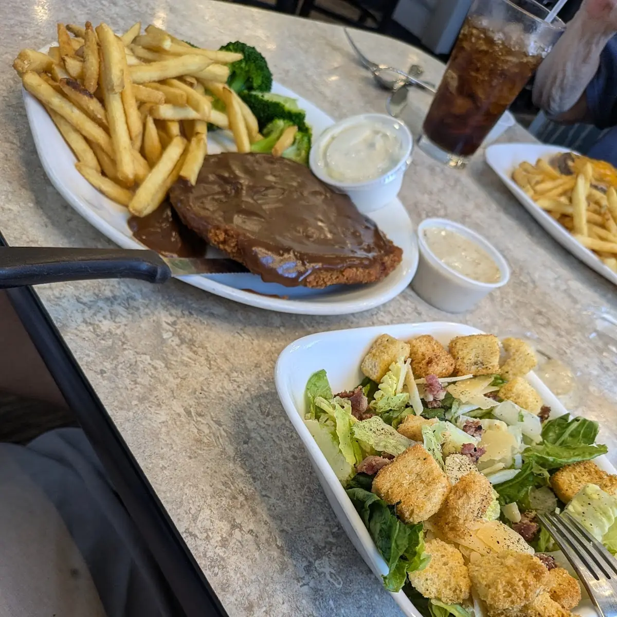 Country Fried Steak and Cesar Salad