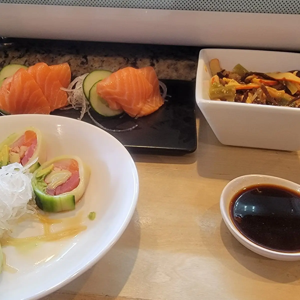 Princess Roll and Salmon Sashimi