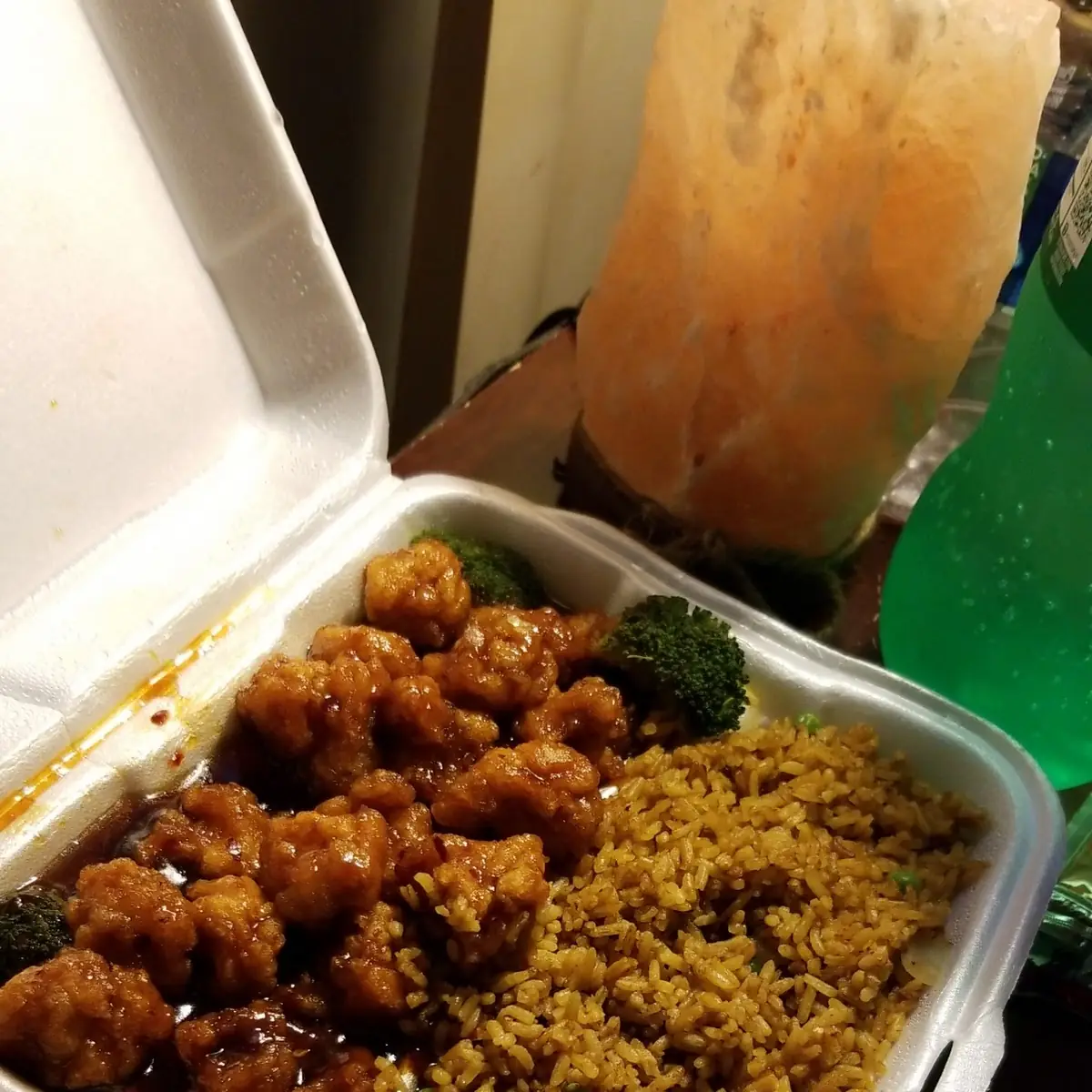 General TSO's Chicken with White Rice and Extra Broccoli