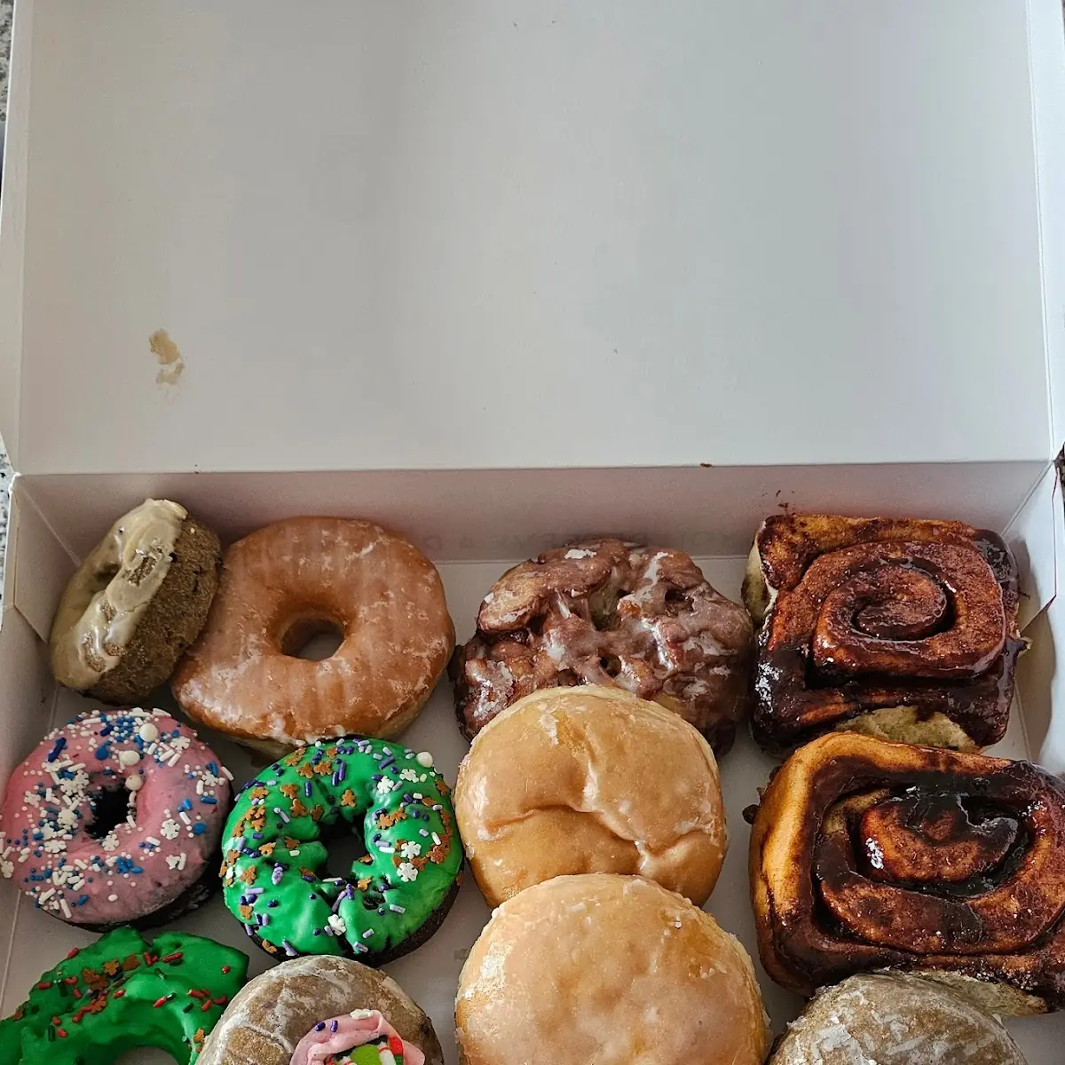 Mixed Donuts Chocolate Cake Chocolate Blueberry Apple Fritter Old Fashione Sticky Bun