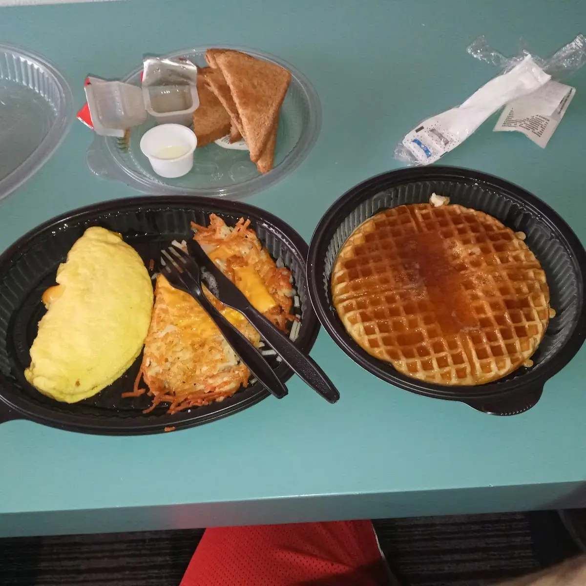 Cheese Omelet with a Waffle