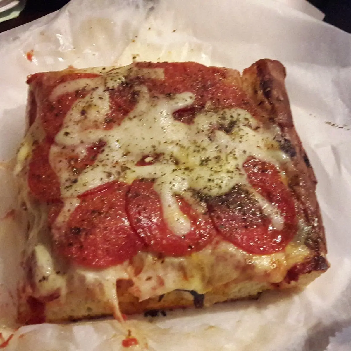 Sicilian Pizza Slice with Pepperoni