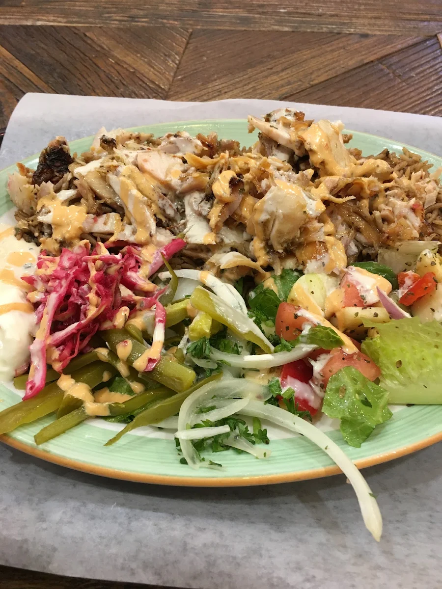 Chicken Shawarma Platter with Rice and House Salad, Zaad