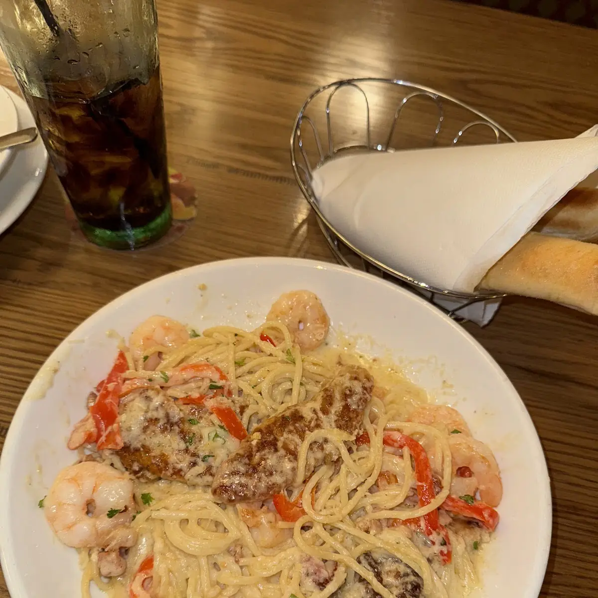 Chicken and Shrimp Carbonara Pasta