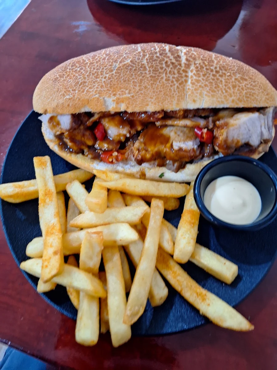 Bahn MI Pork No Coriander with Chilli Plus Chips with Boiling Sauce, Victoria Elixir Coffee Roasters