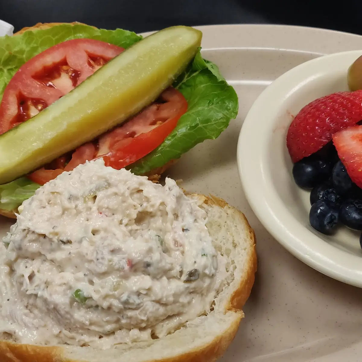 Chicken Salad Sandwich with Fried Okra