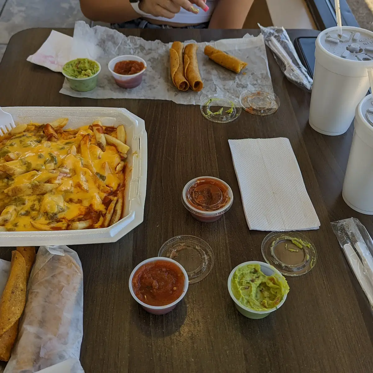 Chili Cheese Fries and Taquitos