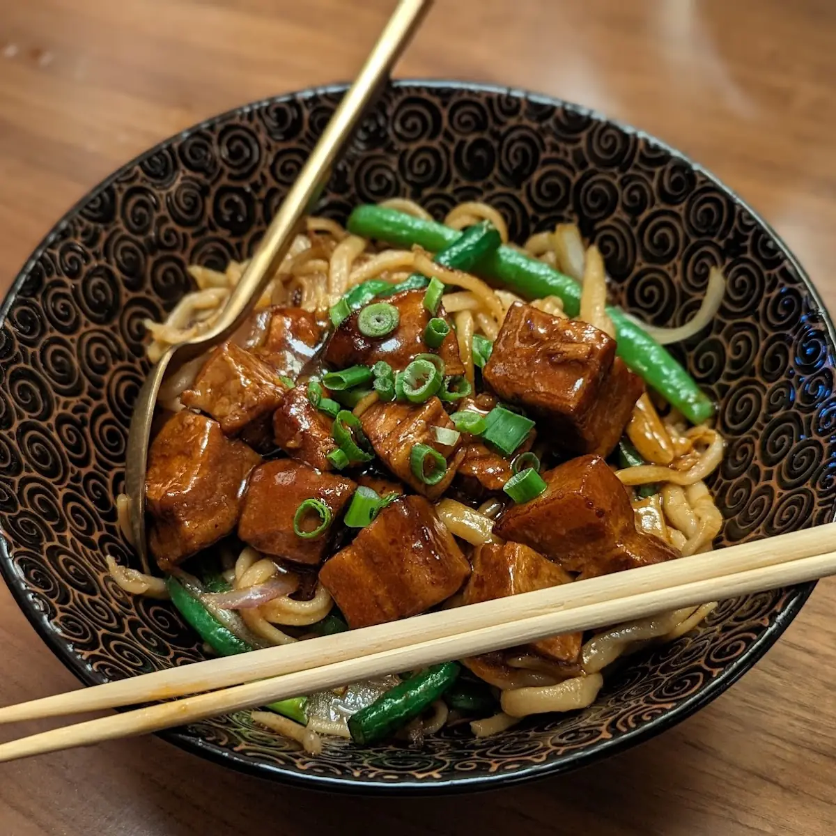 Braised Pork Belly and String Beans with Hand Pulled Noodle