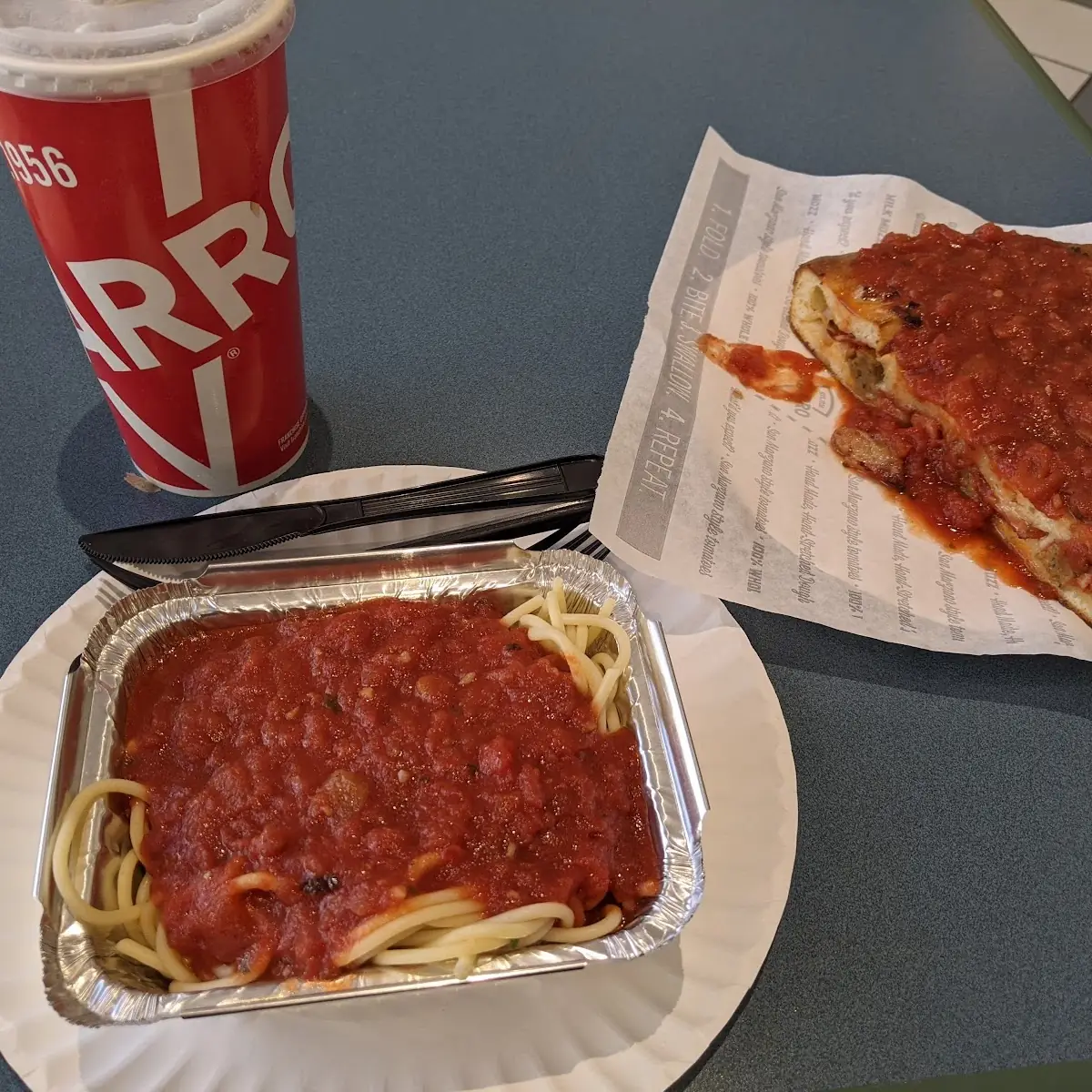 Stuffed Pizza and Spaghetti Marinara