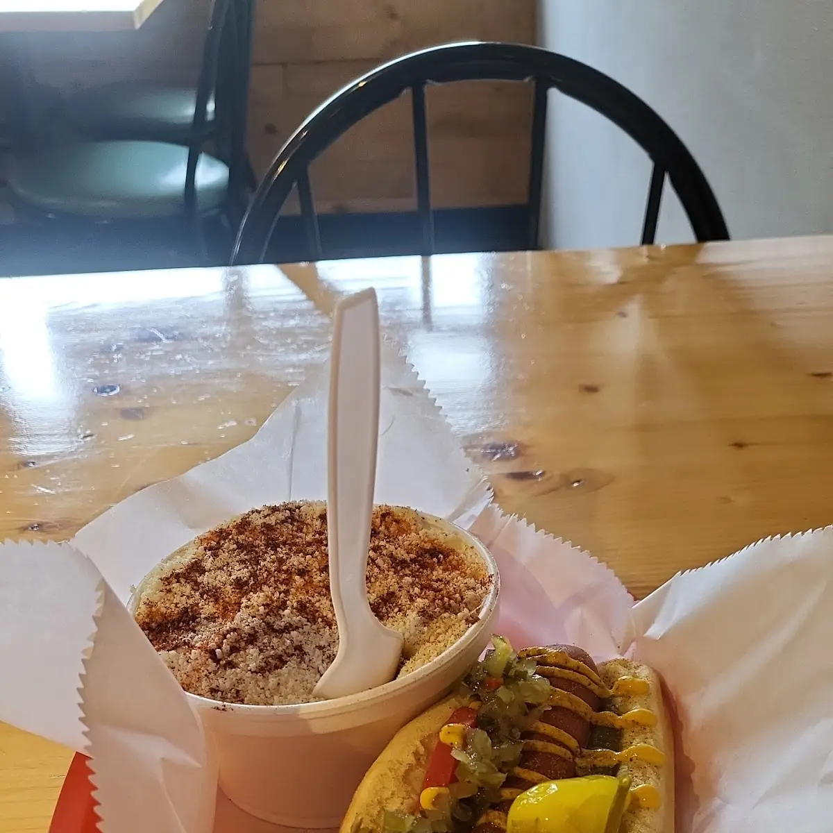 Chicago Dog and Elotes