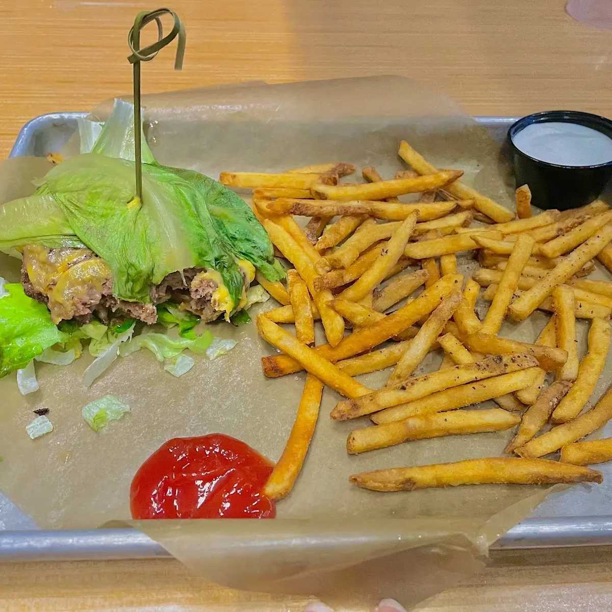 All American Burger in a Lettuce Wrap