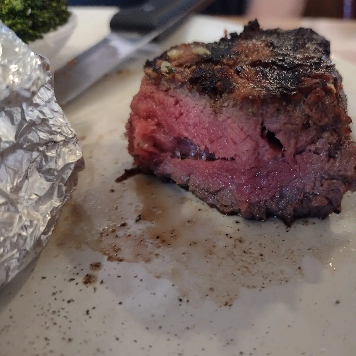 Cowboy Cut Filet Mignon Cooked Medium