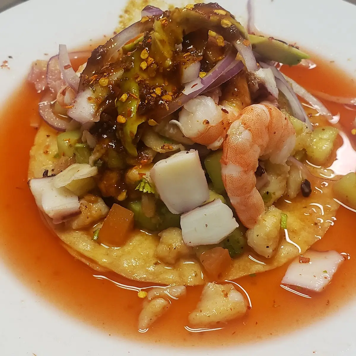 Tostada De Agua Chile Verde