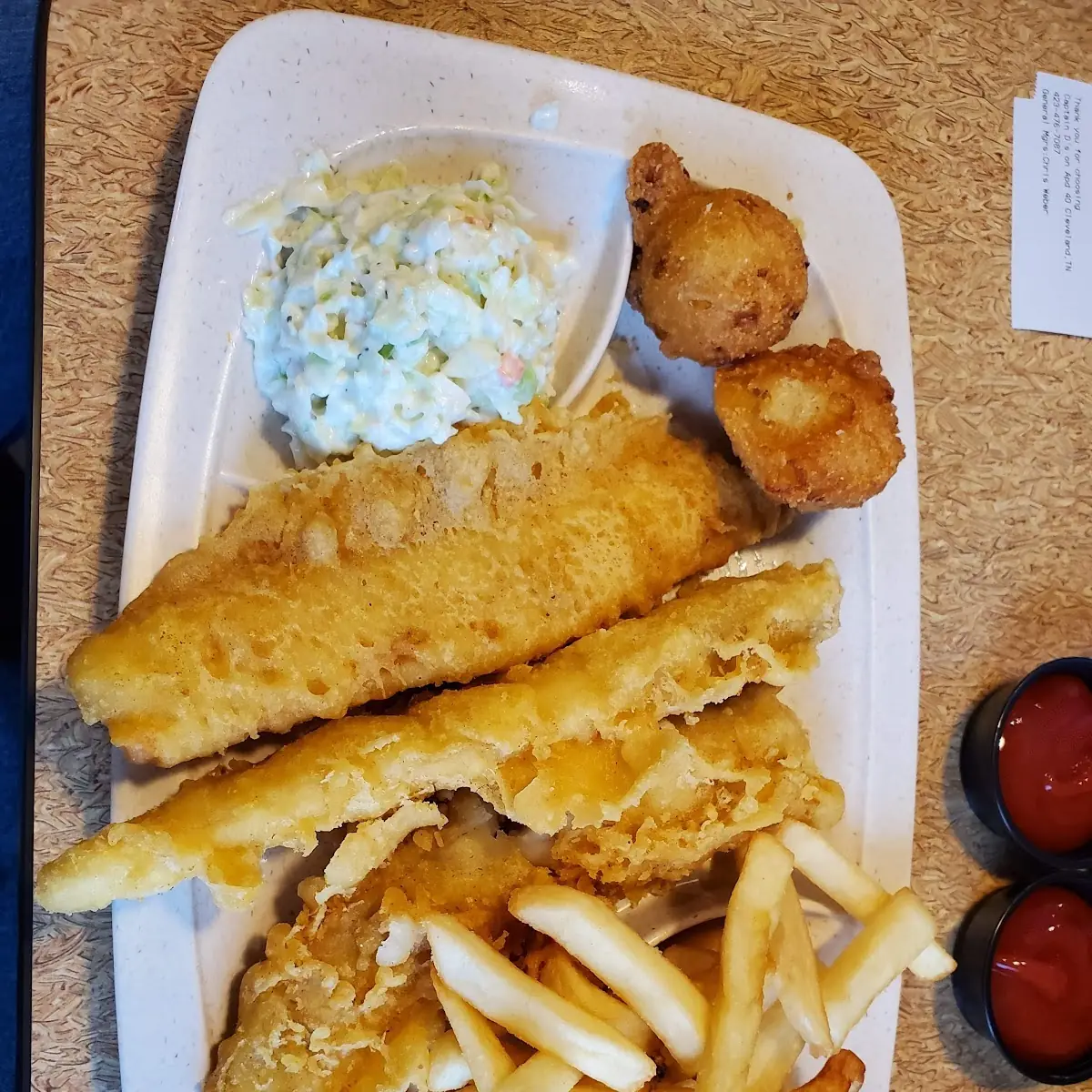 3 Piece Battered Fish with Fries and Coleslaw