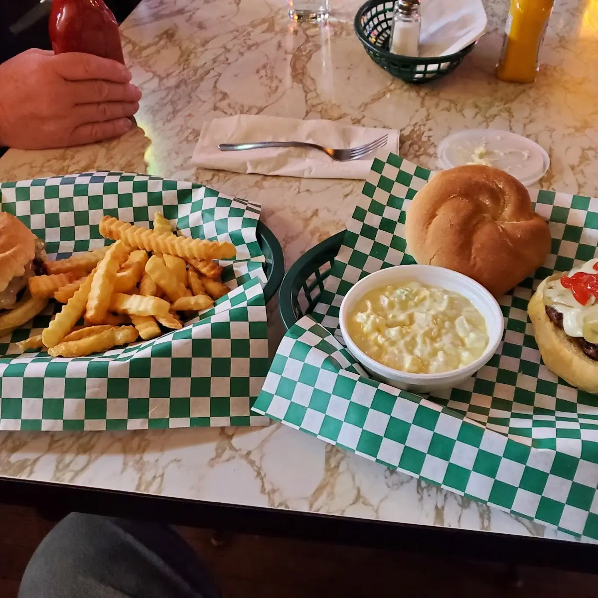 Mushroom and Swiss Burger with Fried Onions