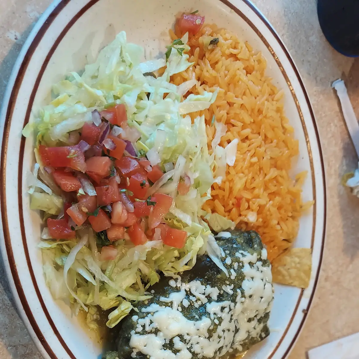 Chile Relleno Taco Spanish Rice & Refried Beans