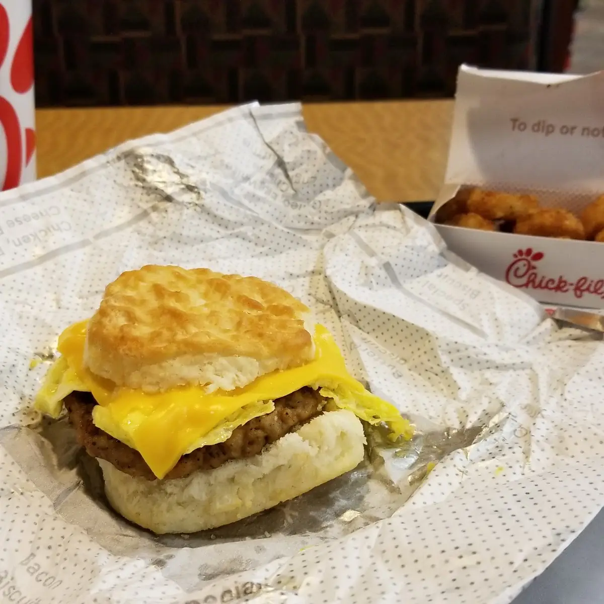 Sausage Egg and Cheese Biscuit with Hash Browns