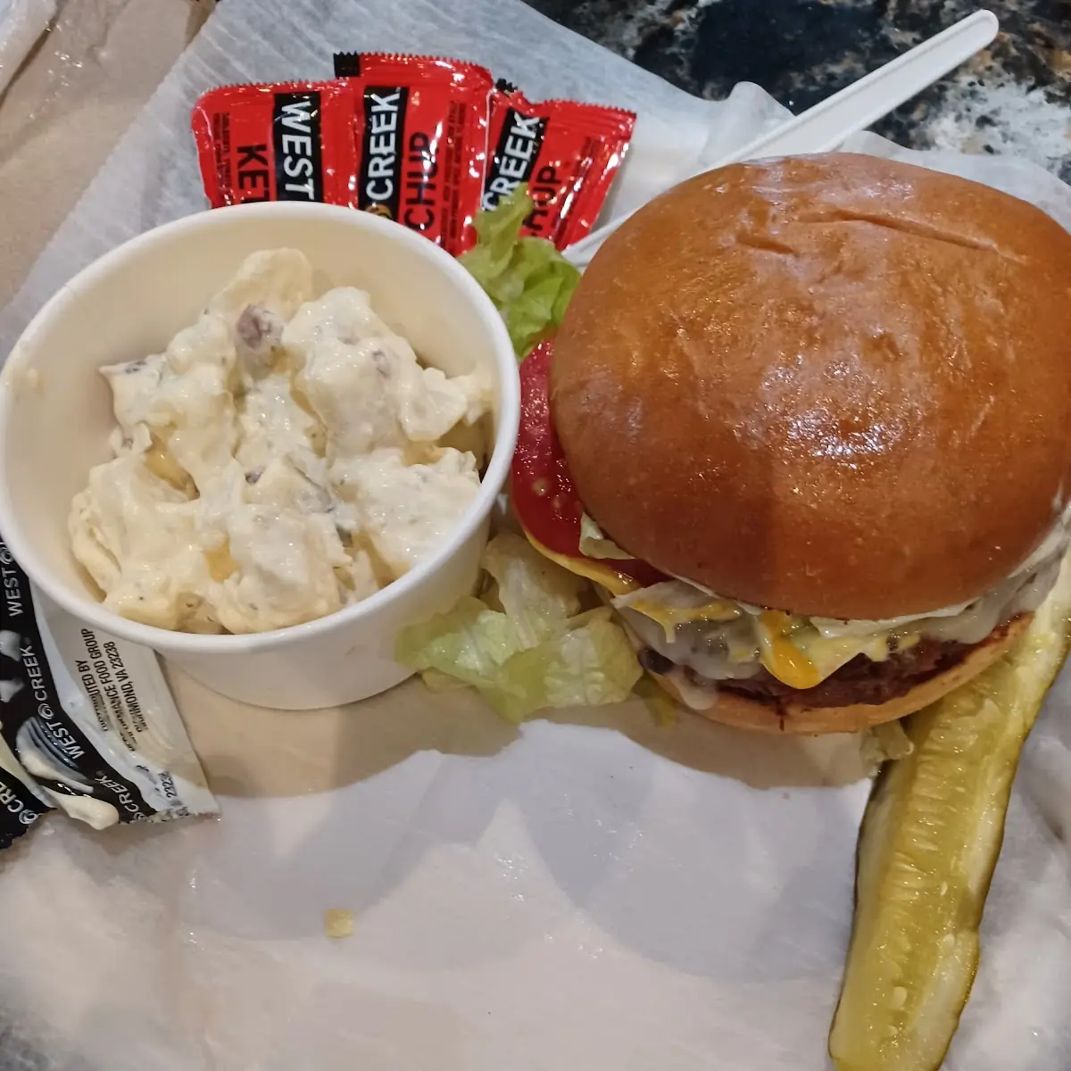 Beyond Burger with Potato Salad