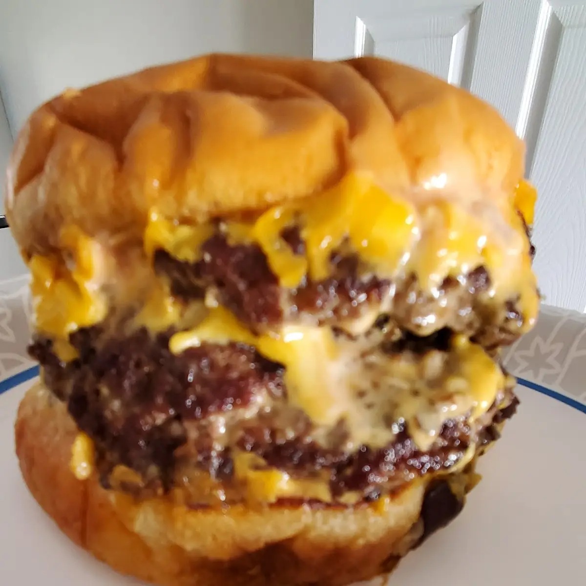 4 Patty Burger with Grilled Onions
