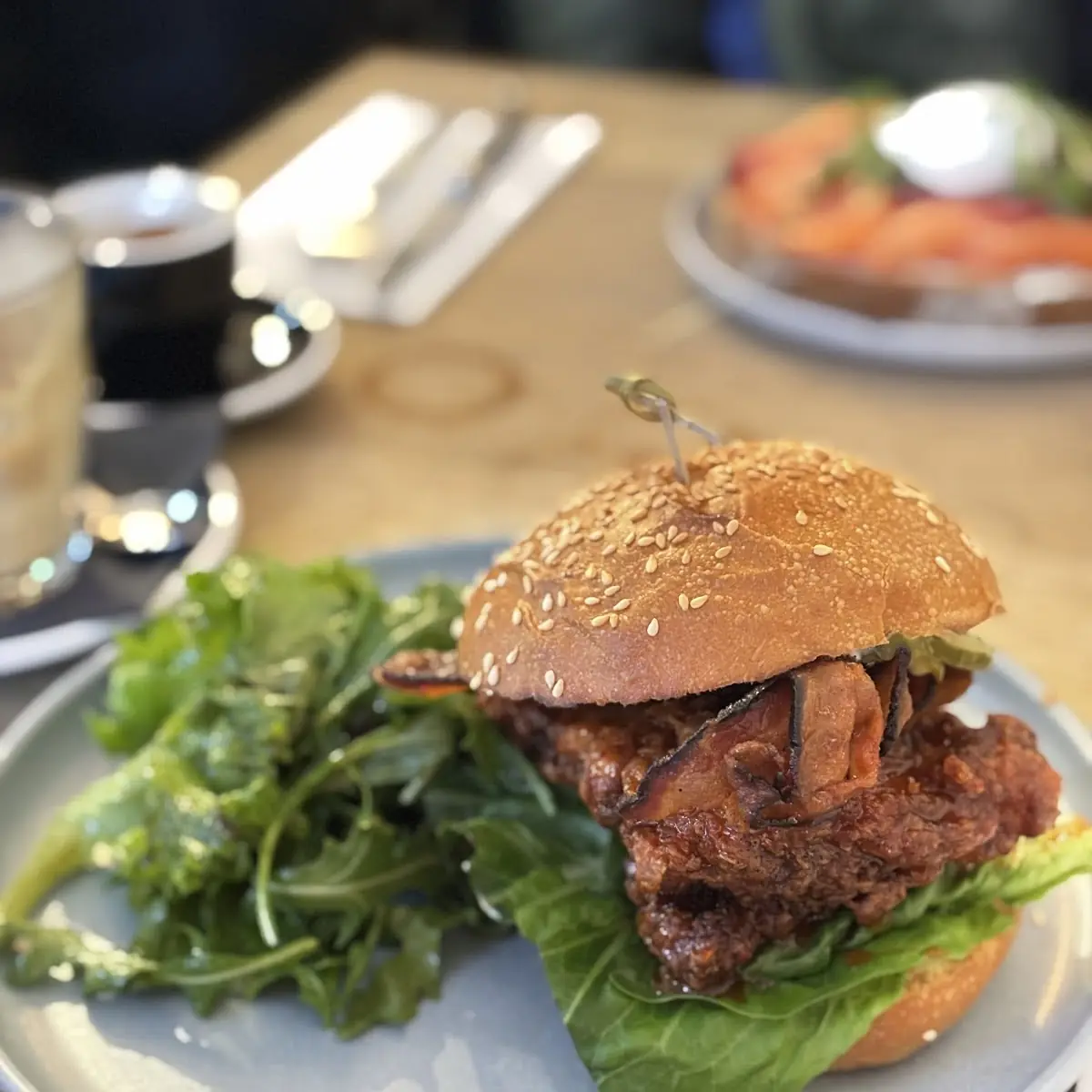 Fried Chicken Sandwich with Salad