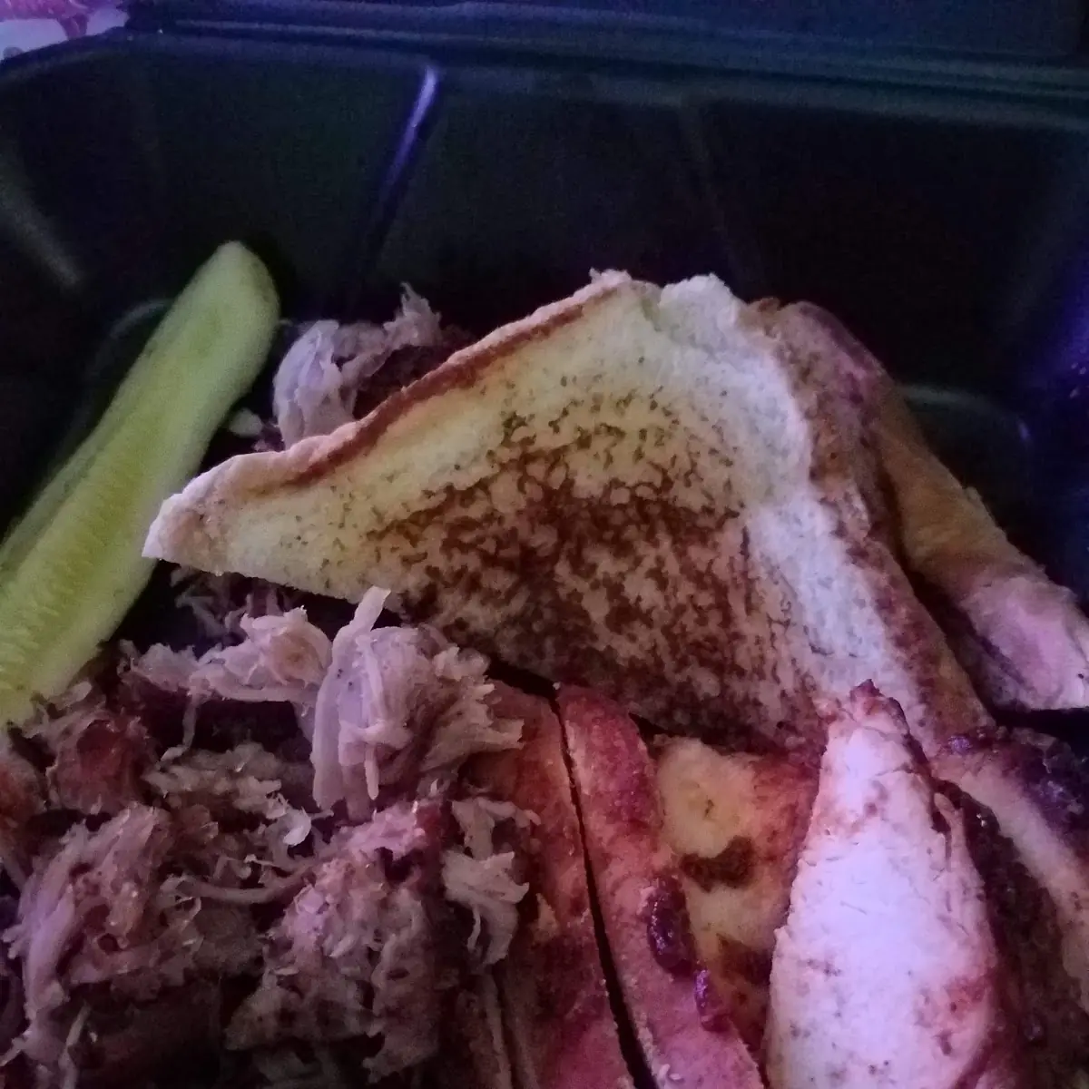 Pulled Pork Chicken Texas Toast Pickles and Onion