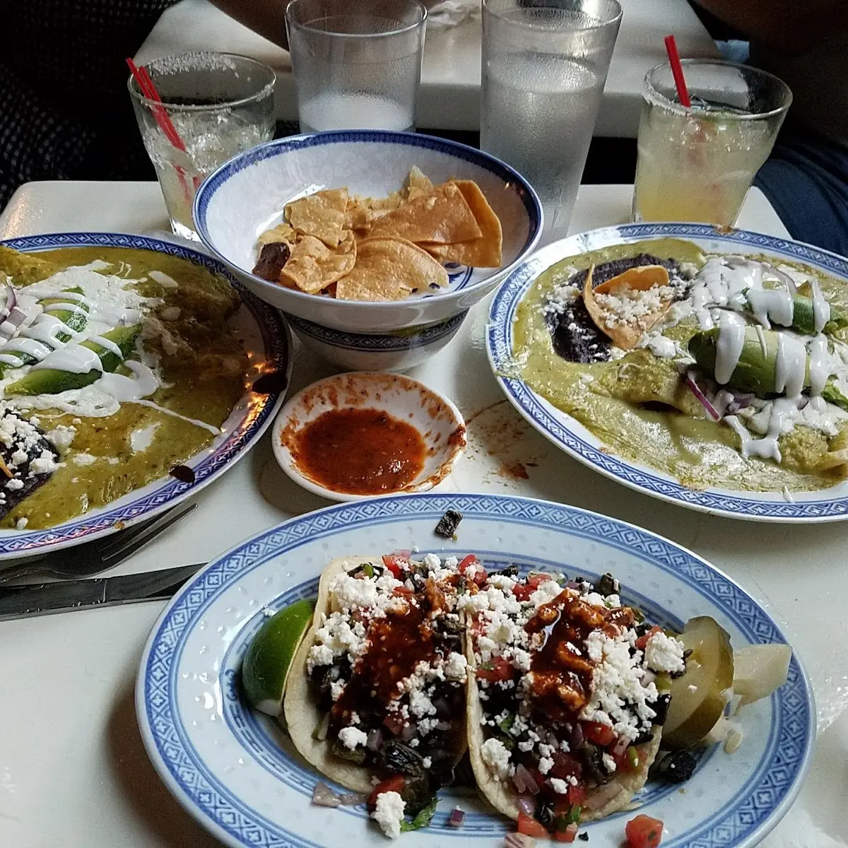 Tacos Cheese Enchiladas and Chips