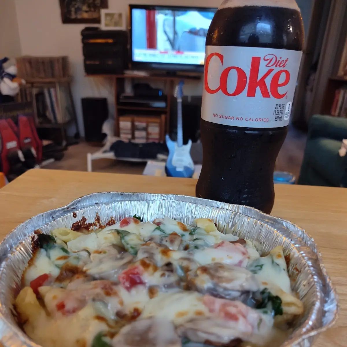 Pasta Primavera Pasta and Diet Coke