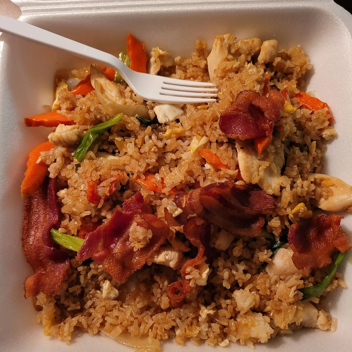 Fried Rice with Chicken and Bacon