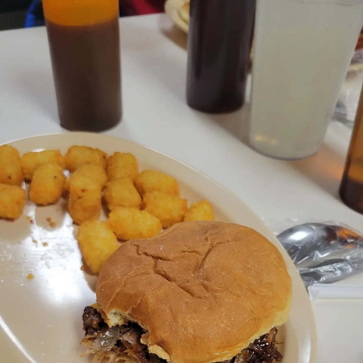 Pulled Pork Sandwich with Tater Tots