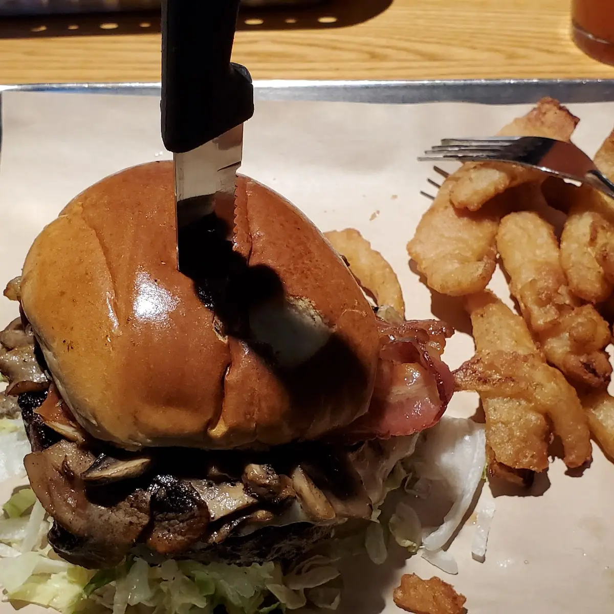 Swiss Mushroom Burger with Bacon