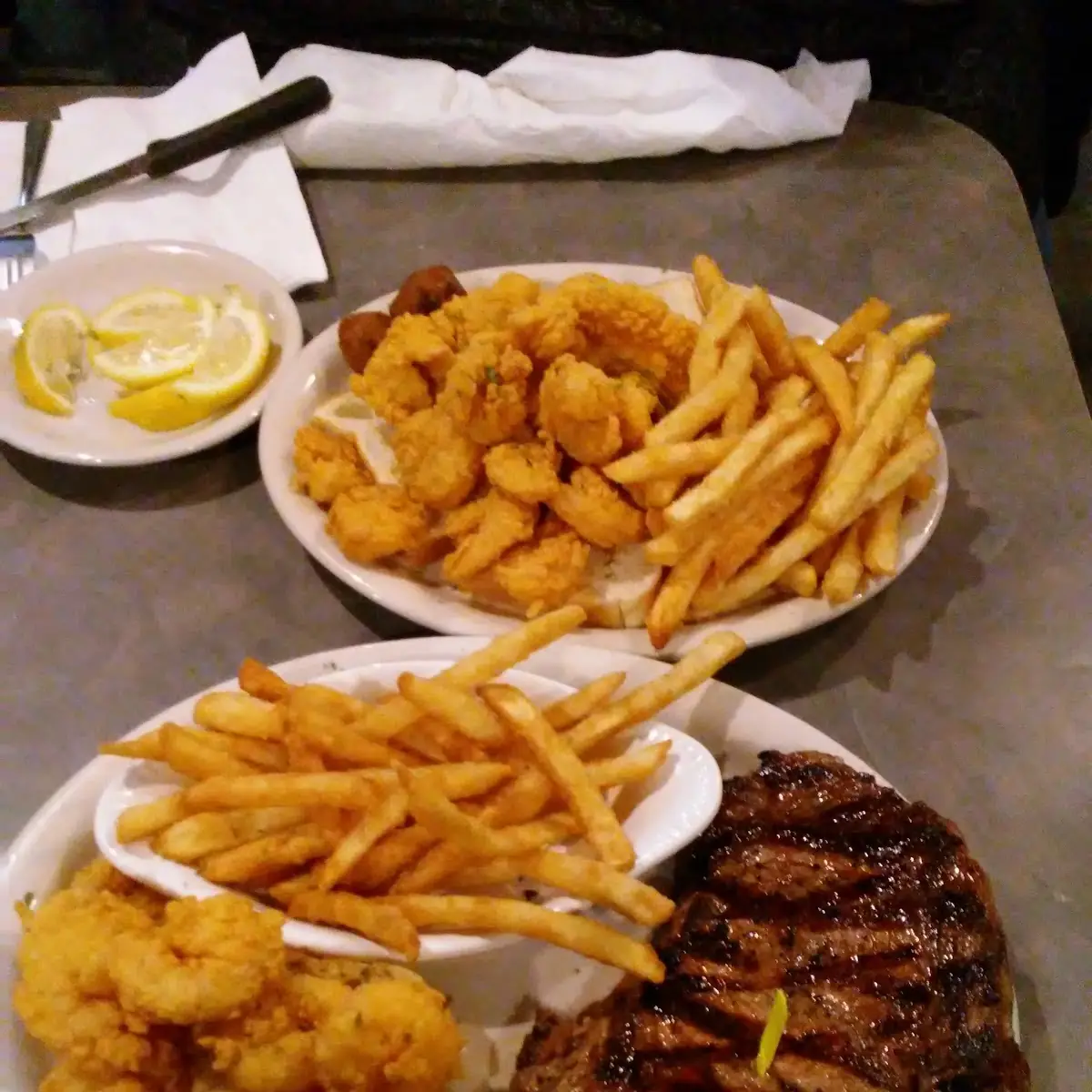 Ribeye with Fried Seafood
