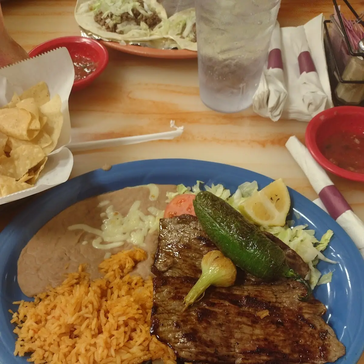 Carne Asada with Spanish Rice & Refried Beans