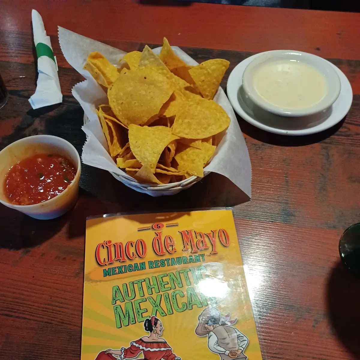 Chips and Salsa and Queso Dip