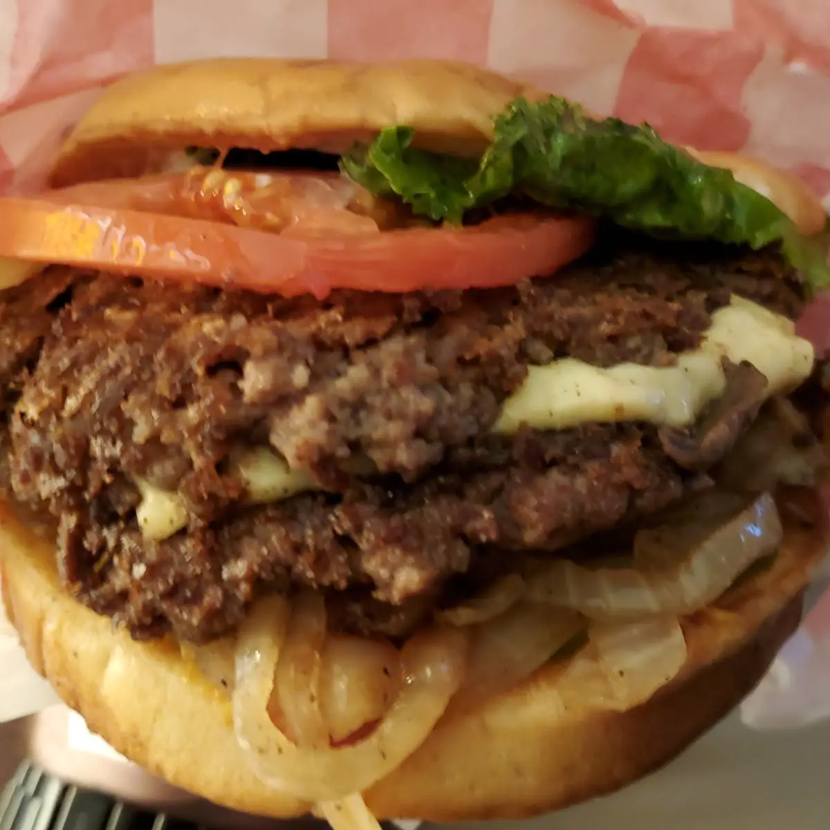 Double Cheeseburger with Grilled Onions