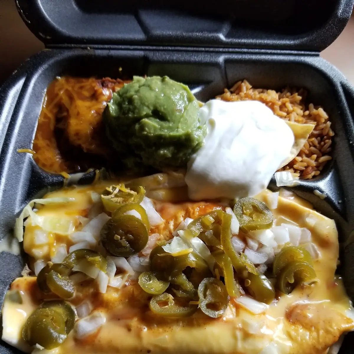 Chicken Chilada Platter w Onions & Peppers