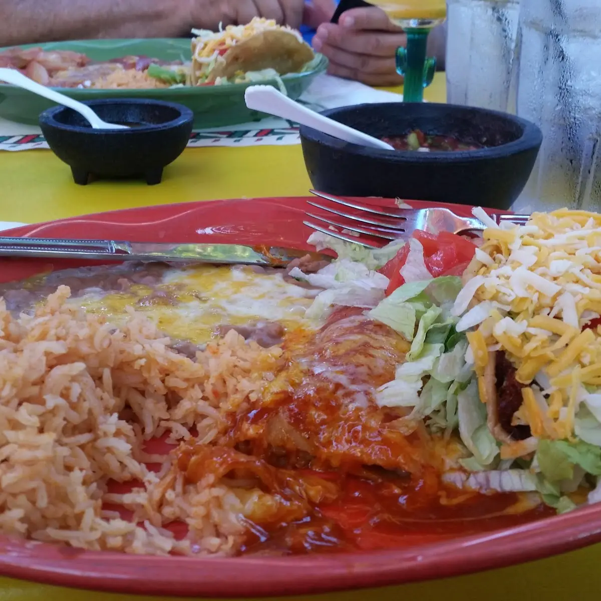 Refried Beans Rice and Guacamole