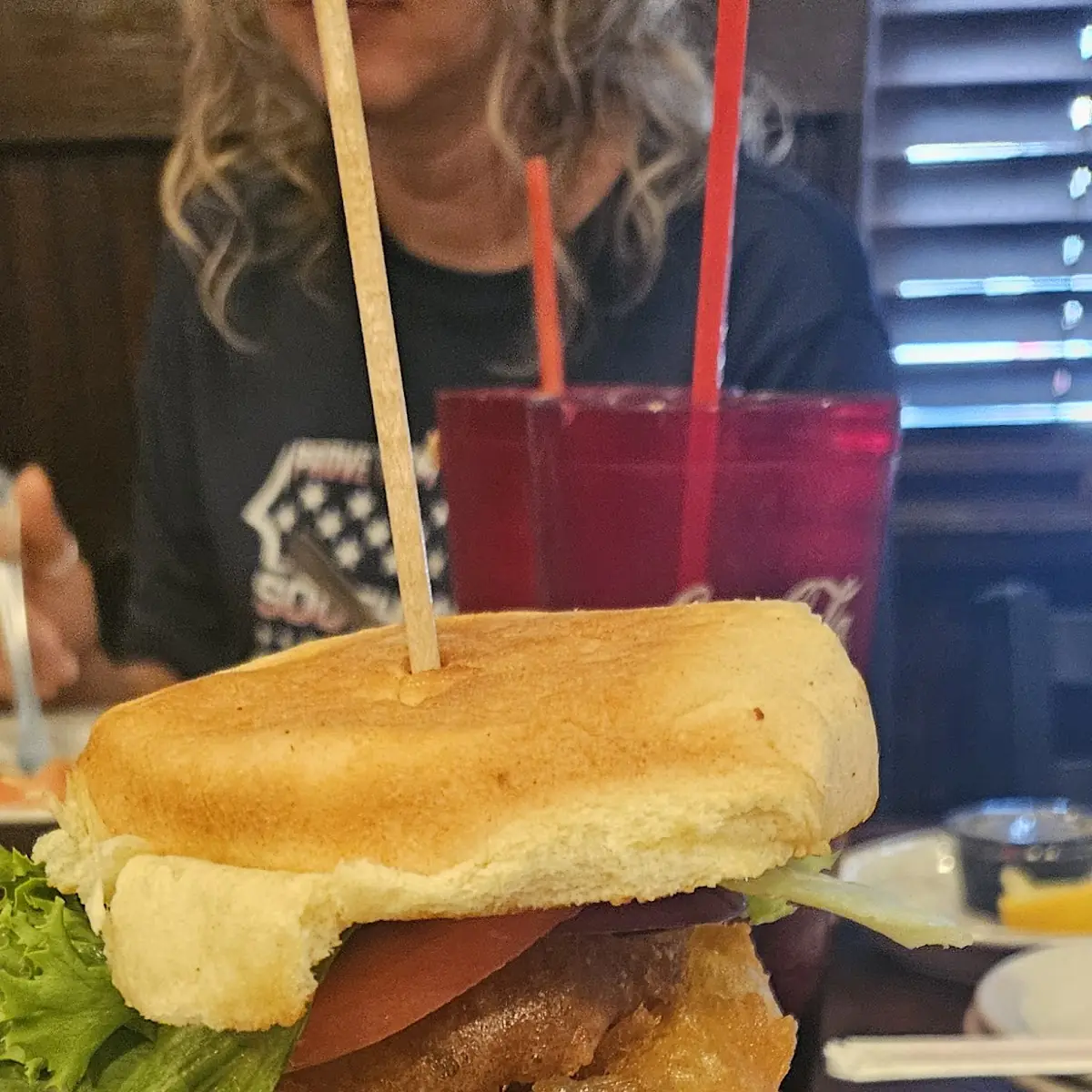 Full Moon Burger with Onion Rings