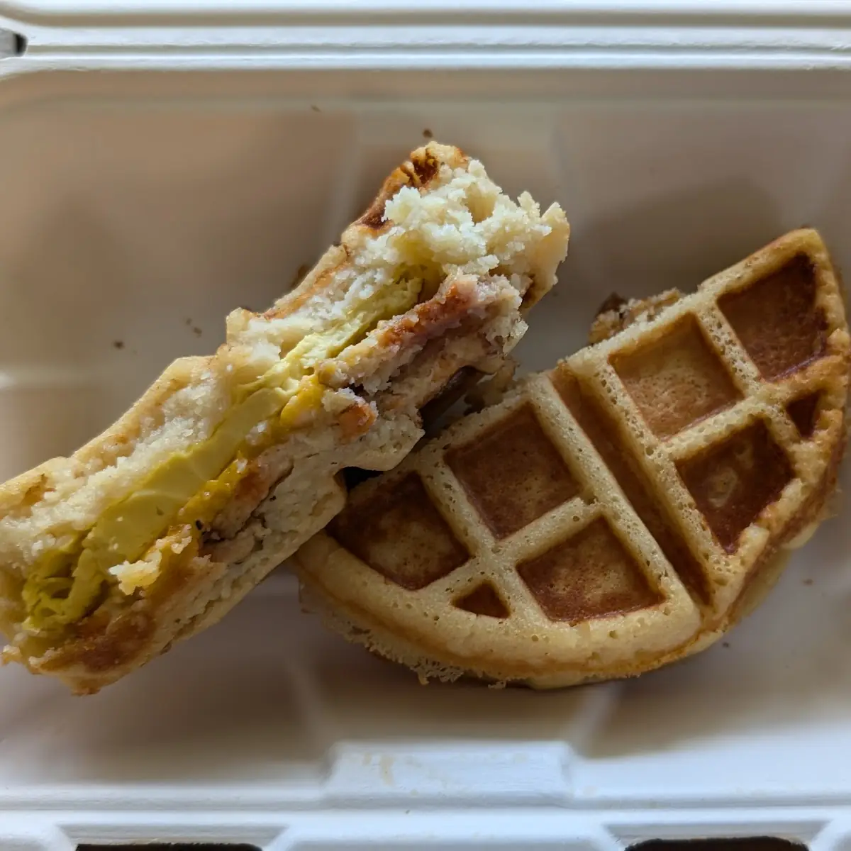 Ham Egg & Cheese Stuffed Waffle