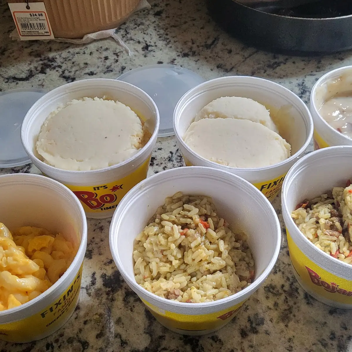 Half Served Sides Except the Mashed Potatoes