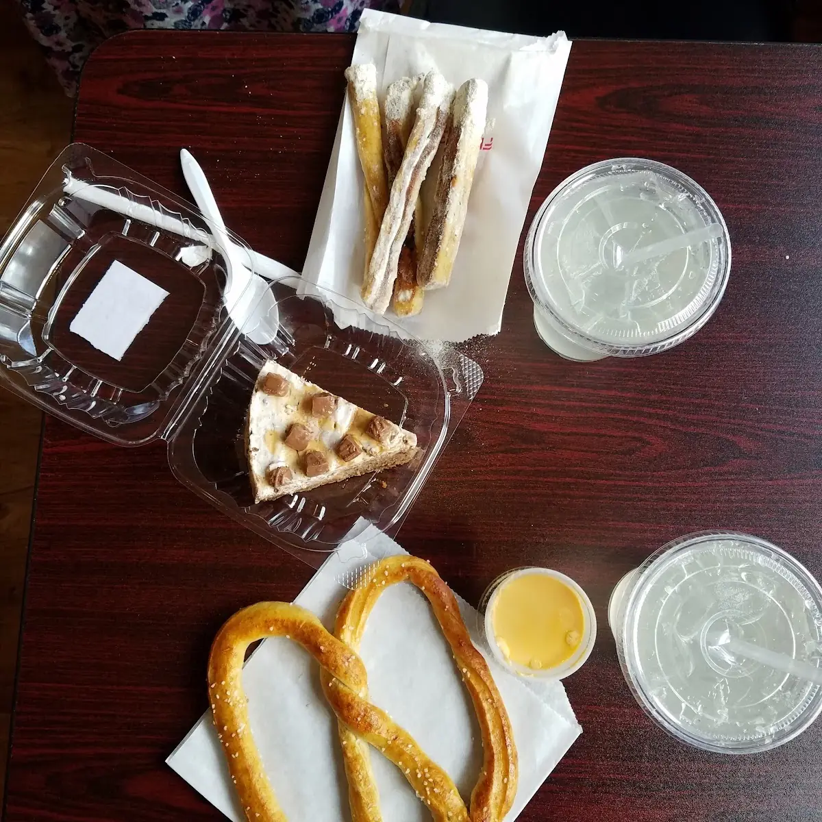 Soft Pretzels and Cheesecake Slice