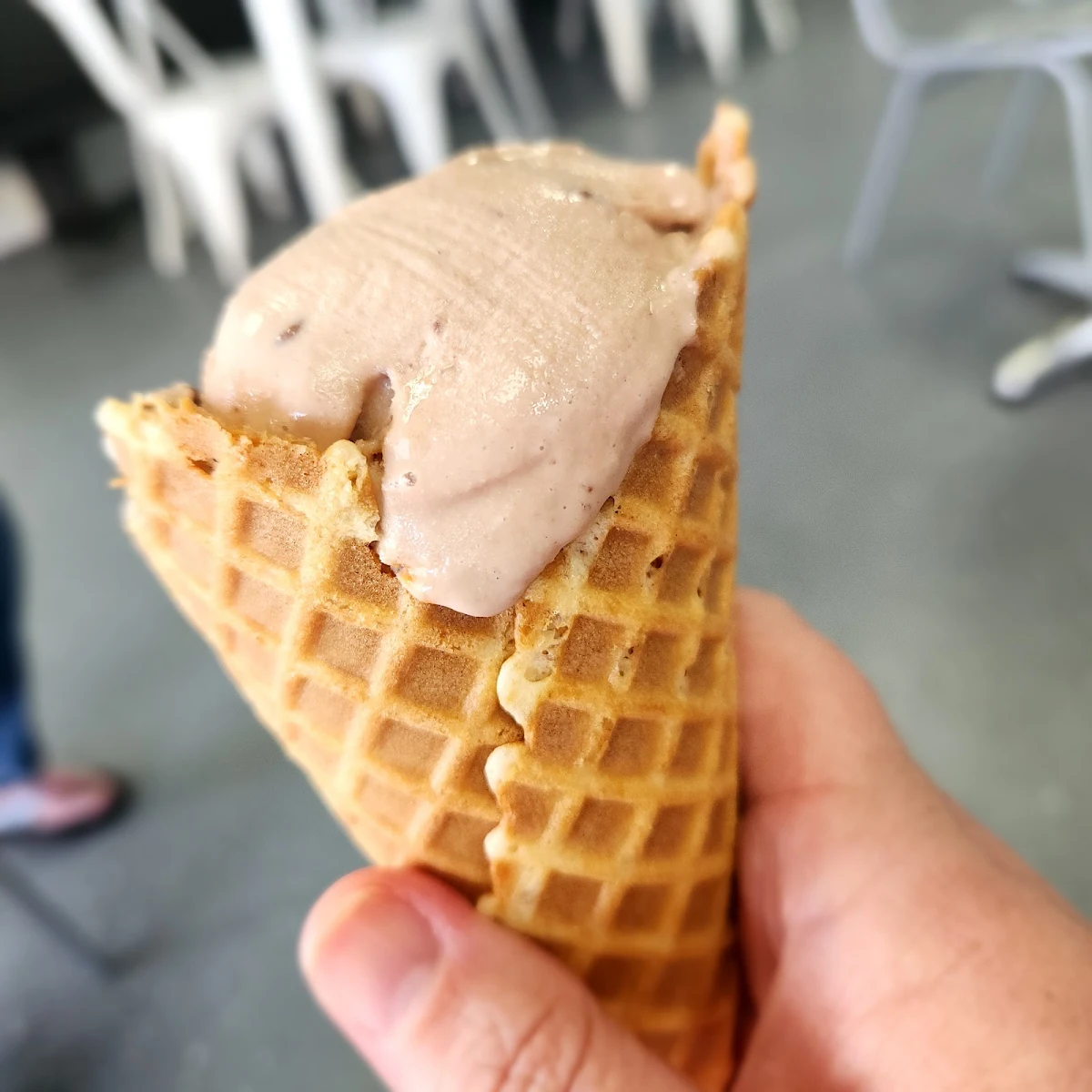 Waffle Cone with Chocolate Ice Cream